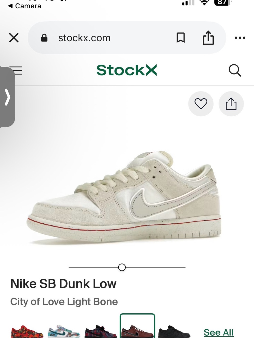 Nike SB Dunk Low Light Bone / White with Red Midsole Trim